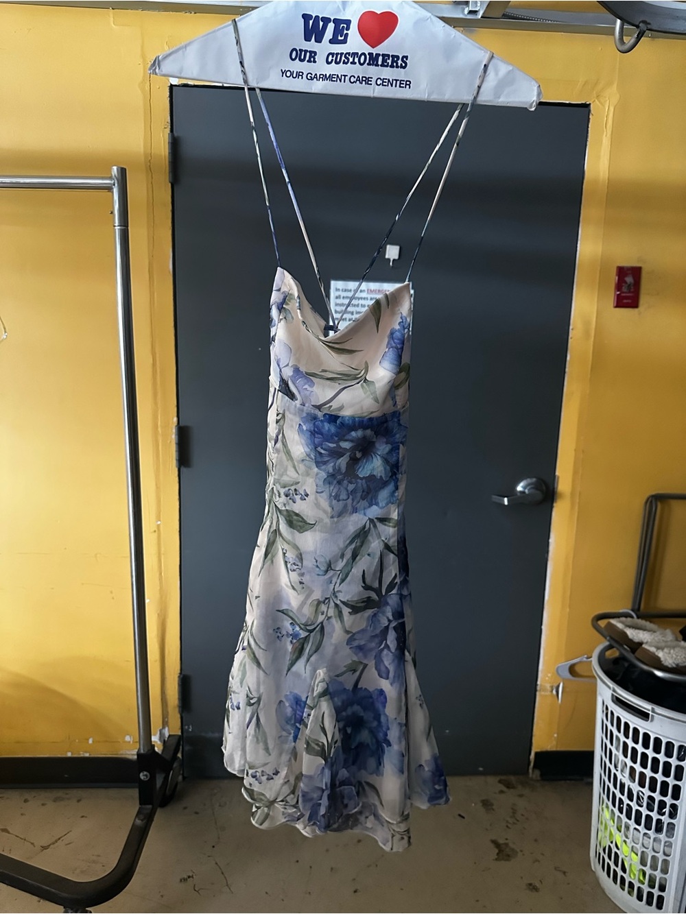 Nordstrom Strapless Floral Slip Dress in Blue and Cream